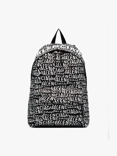 Shop Balenciaga Black Logo Print Backpack