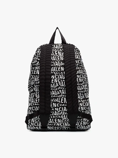 Shop Balenciaga Black Logo Print Backpack