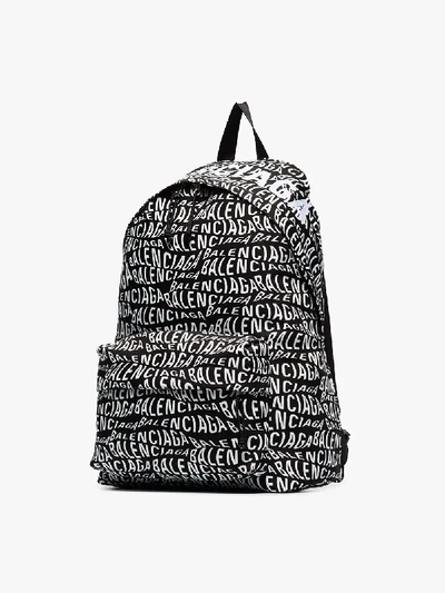 Shop Balenciaga Black Logo Print Backpack