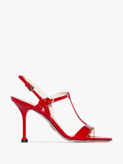 Shop Prada 90mm Sandalen Mit T-riemen In Red