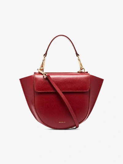 Shop Wandler Red Hortensia Mini Leather Shoulder Bag