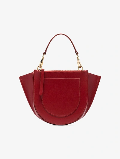 Shop Wandler Red Hortensia Mini Leather Shoulder Bag