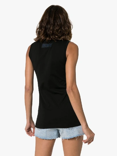 Shop Dolce & Gabbana Sleeveless Logo Print Cotton Vest In Black