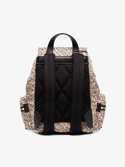 Shop Burberry Beige And Black Tb Monogram Small Backpack In Neutrals