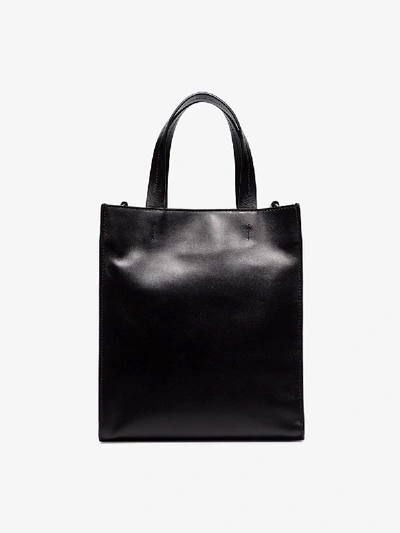 Shop Kenzo Black Logo Print Leather Tote Bag