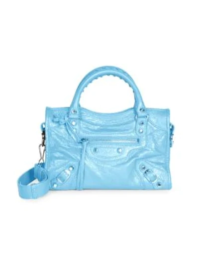 Shop Balenciaga Mini Classic City Leather Satchel In Baby Blue