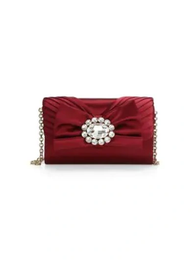 Shop Dolce & Gabbana Micro Embellished-bow Satin Crossbody Bag In Dark Red