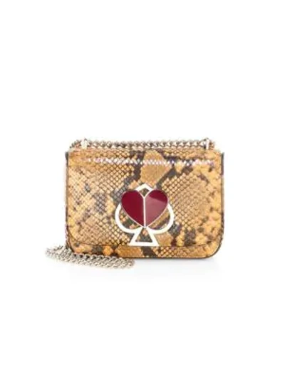 Shop Kate Spade Small Nicola Twistlock Python-embossed Leather Shoulder Bag In Marigold