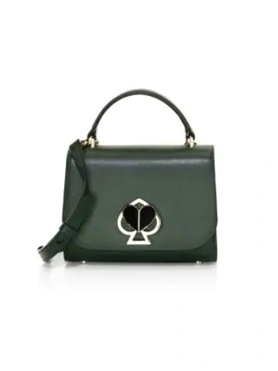 Kate Spade Small Nicola Twistlock Leather Top Handle Bag In Green