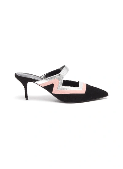 Shop Pierre Hardy 'vibe' Colourblock Geometric Cutout Suede Mules