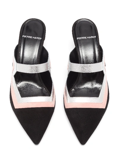 Shop Pierre Hardy 'vibe' Colourblock Geometric Cutout Suede Mules