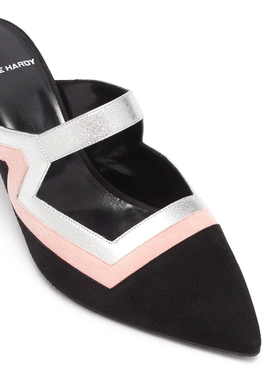 Shop Pierre Hardy 'vibe' Colourblock Geometric Cutout Suede Mules