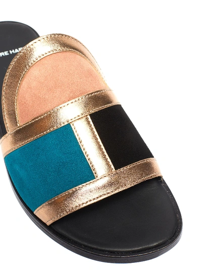 Shop Pierre Hardy 'frame' Suede Patchwork Slide Sandals