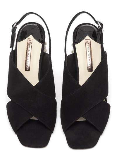 Shop Sophia Webster 'nina' Embellished Heel Cross Strap Sandals