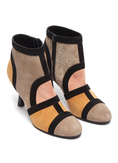 Shop Pierre Hardy 'frame' Suede Patchwork Ankle Boots