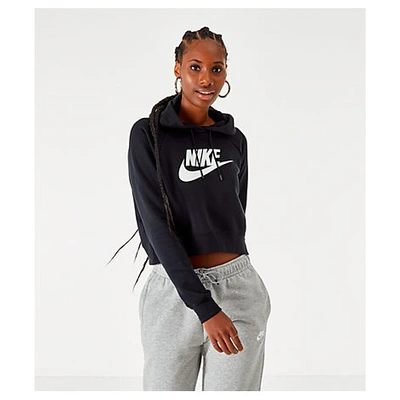 Shop Nike Women's Sportswear Essential Cropped Hoodie In Black