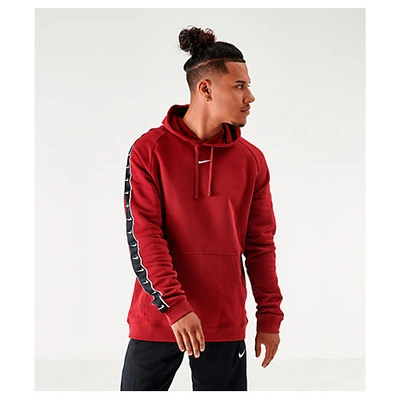 Nike Men's Sportswear Swoosh Tape Fleece Hoodie In Red |