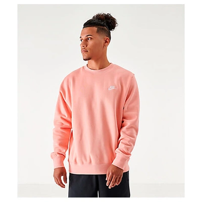Shop Nike Men's Sportswear Club Fleece Crewneck Sweatshirt In Pink