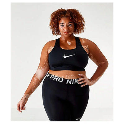Shop Nike Women's Swoosh Medium-support Sports Bra (plus Size) In Black