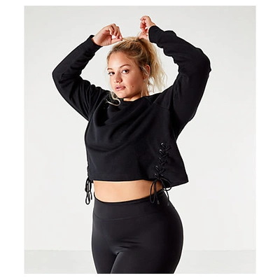 Shop Nike Women's Sportswear Essential Tie Side Fleece Crew Sweatshirt (plus Size) In Black