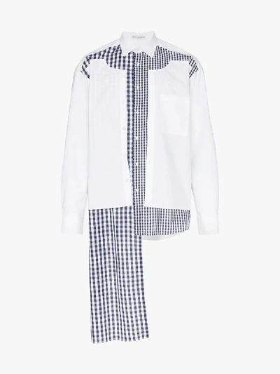 Shop Jw Anderson Deconstructed Gingham Placket Shirt In White
