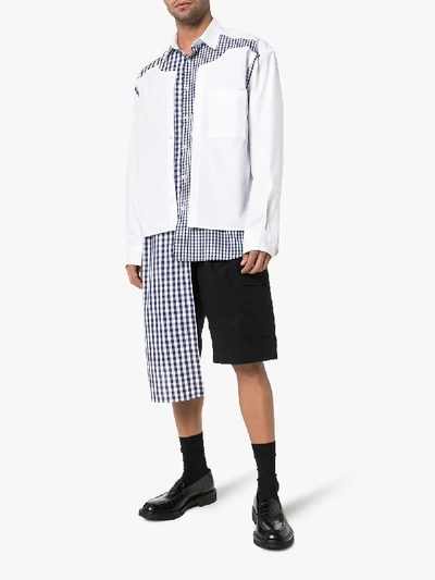 Shop Jw Anderson Deconstructed Gingham Placket Shirt In White