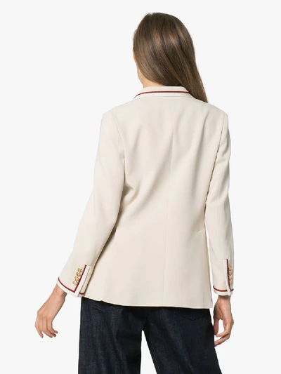 Shop Gucci Ribbon Trim Blazer In White