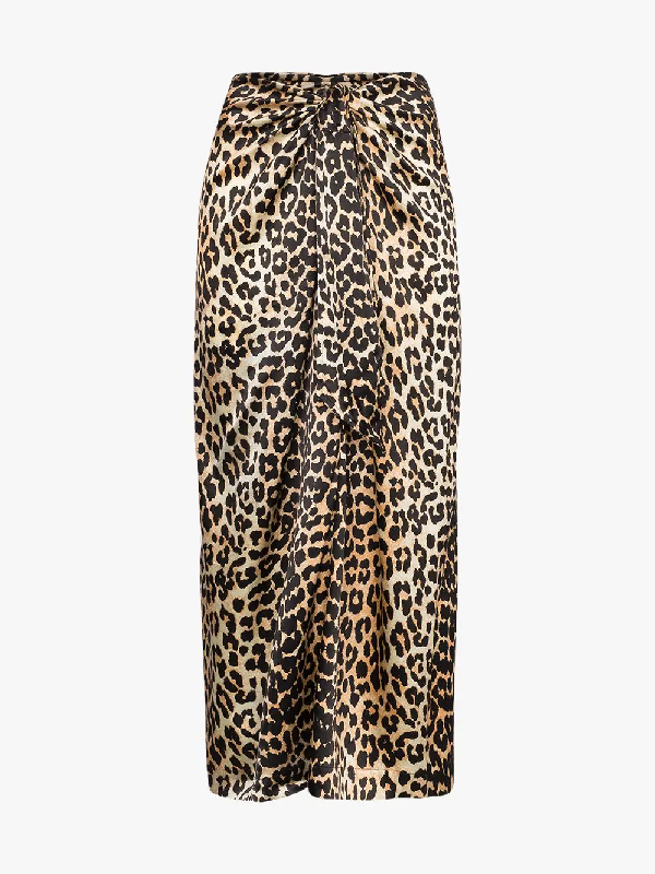 ganni leopard midi skirt