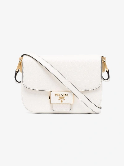 Shop Prada White Pattina Leather Cross Body Bag