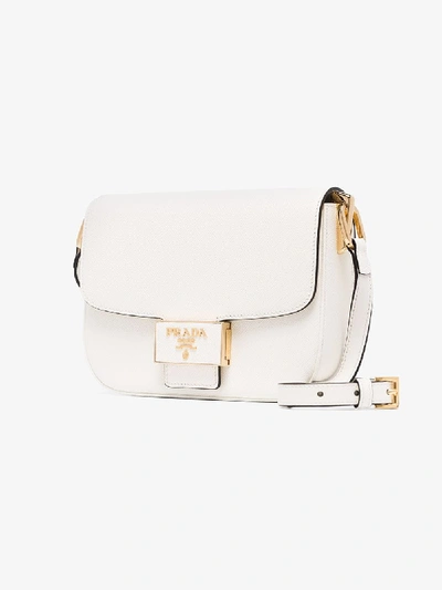 Shop Prada White Pattina Leather Cross Body Bag