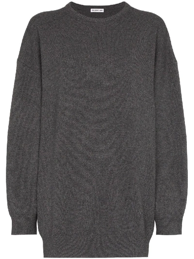 Shop Balenciaga Lipstick Logo Print Knit Sweater - 106 - Grey