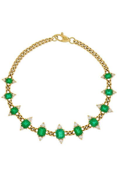 Shop Jemma Wynne Toujours 18-karat Gold, Emerald And Diamond Bracelet