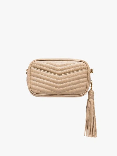 Shop Saint Laurent Beige Mini Loulou Shoulder Bag In Neutrals