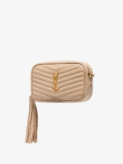 Shop Saint Laurent Beige Mini Loulou Shoulder Bag In Neutrals