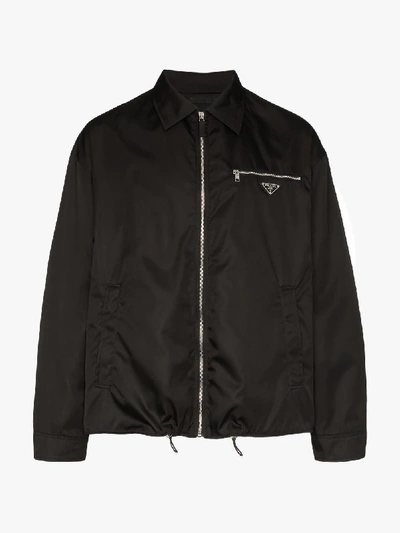 Shop Prada Logo Plaque Lightweight Jacket In Black