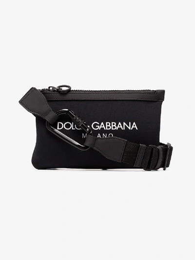 Shop Dolce & Gabbana Black Logo Print Belt Bag