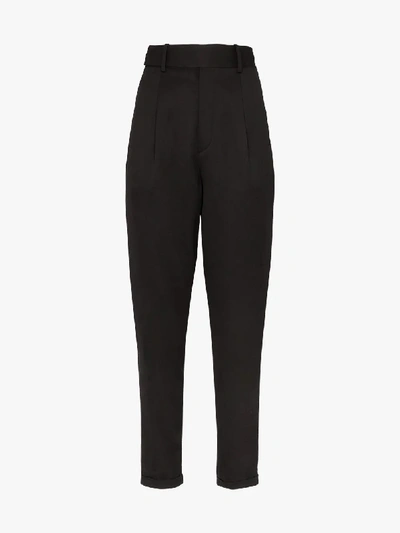 Shop Saint Laurent High-waisted Tailored Trousers In Black