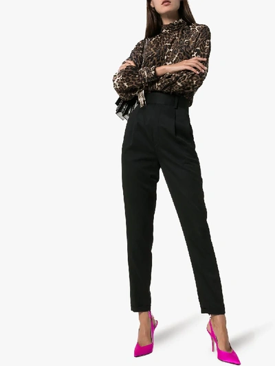 Shop Saint Laurent High-waisted Tailored Trousers In Black