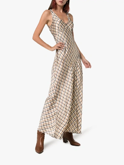 Shop Paco Rabanne Sleeveless Panelled Print Dress In Brown