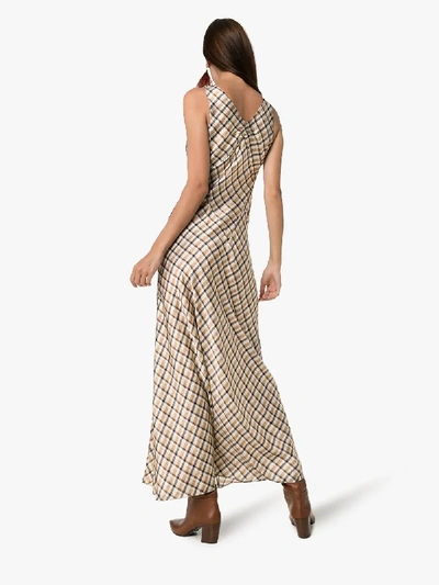 Shop Paco Rabanne Sleeveless Panelled Print Dress In Brown