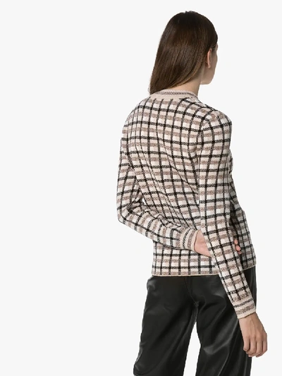 Shop Paco Rabanne Check Wool Sweater In Neutrals