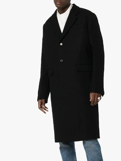 Shop Prada Single-breasted Wool Overcoat In Black