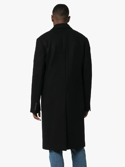Shop Prada Single-breasted Wool Overcoat In Black