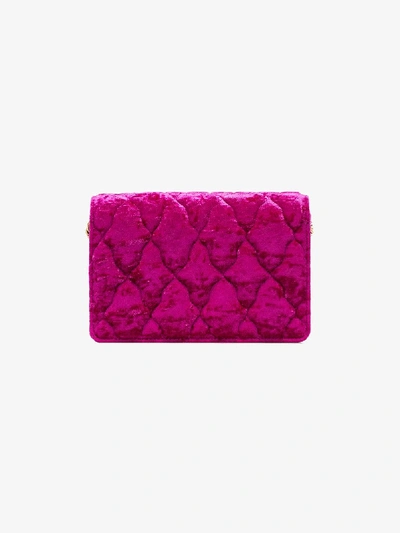 Shop Balenciaga Purple Bb Crystal Logo Quilted Velvet Bag