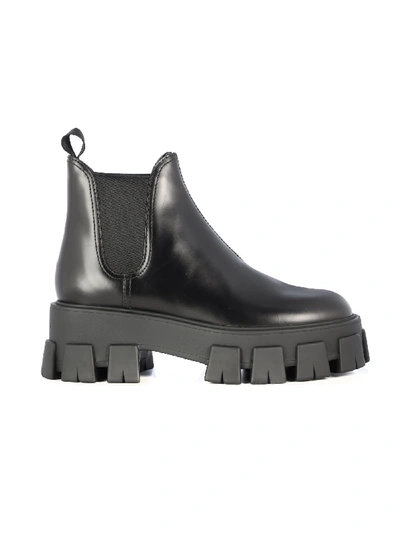 Shop Prada Leather Boots - Tank Sole/spazzolato Stivaletto In Black