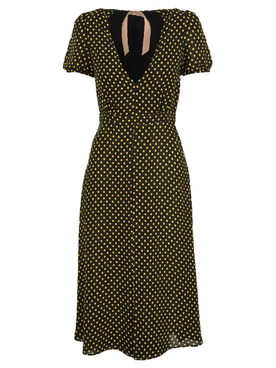 Shop N°21 N21 Polka Dot Dress In Black + Yellow