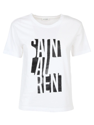 Shop Saint Laurent Short Sleeve T-shirt In Naturel/noir