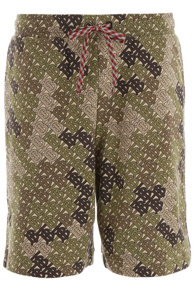 Shop Burberry Monogram Camile Shorts In Khaki Green Ip Pat (green)