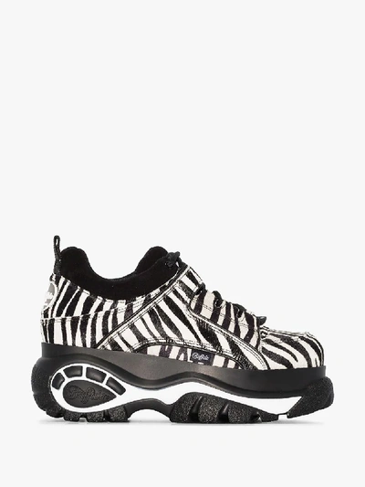 Shop Buffalo Black And White Zebra Print Flatform Sneakers