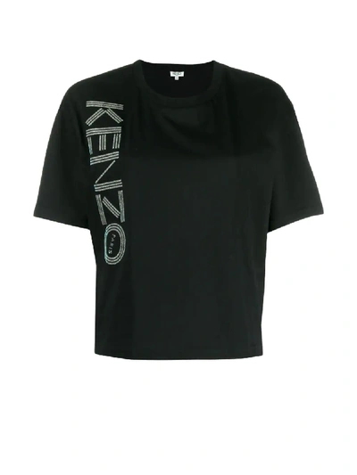 Shop Kenzo Glitter Logo Print T-shirt In Black